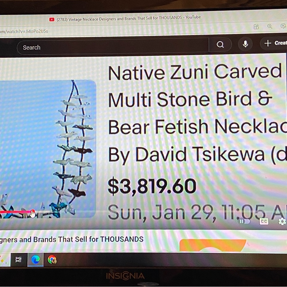 VTG Zuni Native American Turquoise Bear Carved Gem Animals Fetish Necklace 24” - Picture 5 of 5